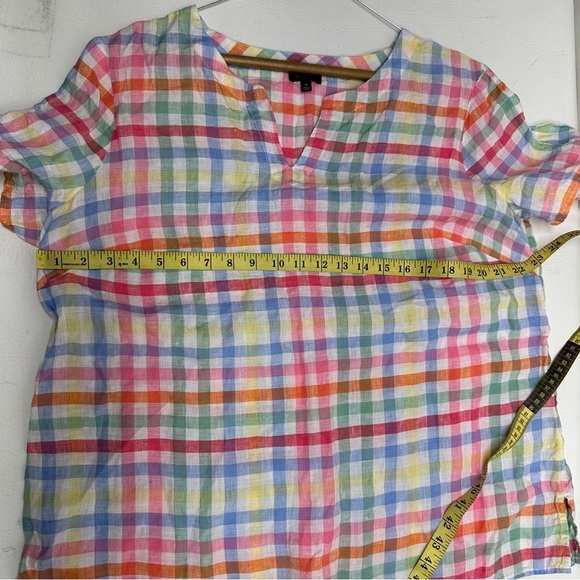 TALBOTS PLUS Colorful Plaid Women's linen TUNIC TOP SIZE 1X - Picture 4 of 9